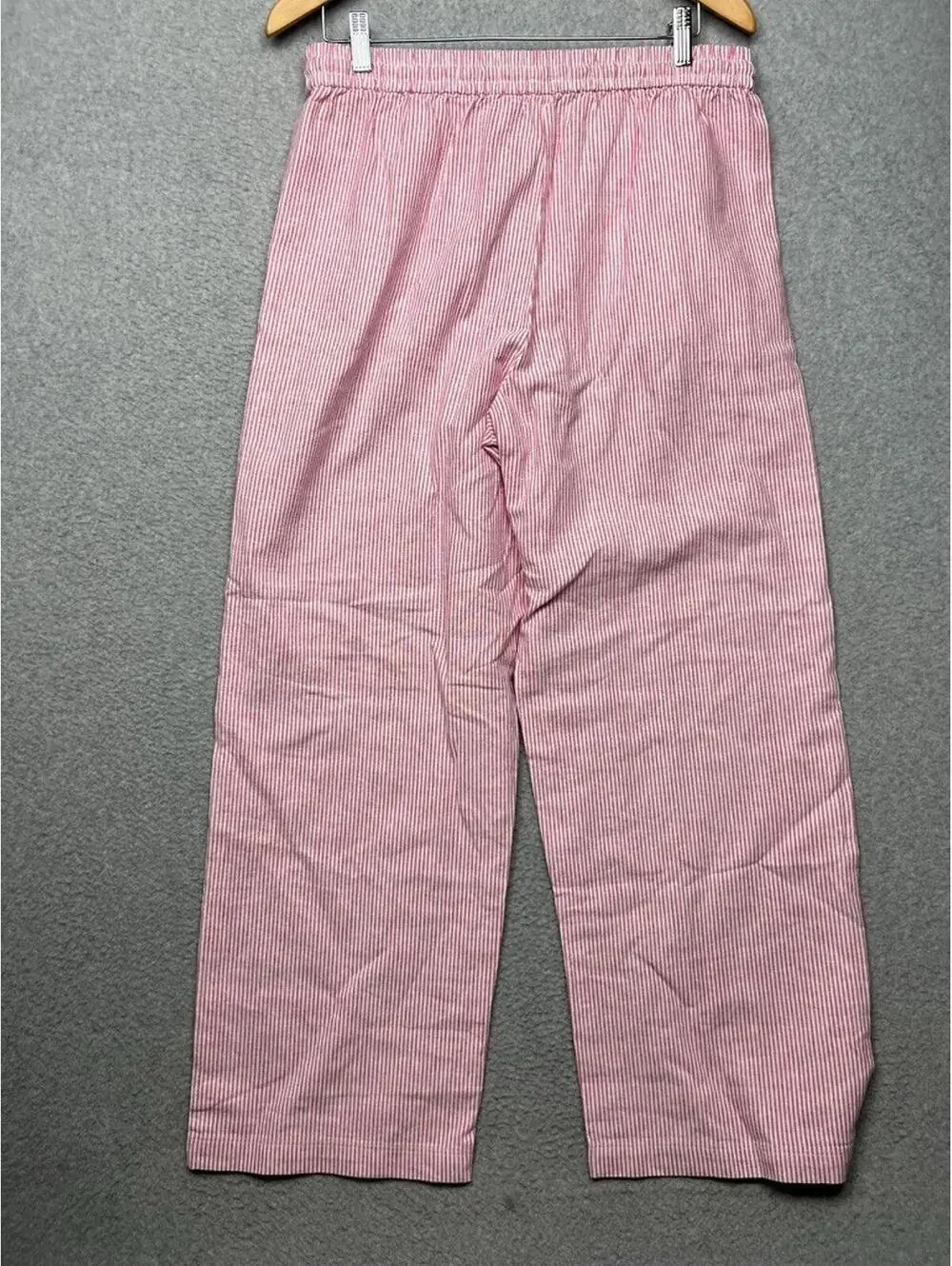 JCrew Women's Pink White Seersucker Wide Leg Pants Preppy Coastal Boho M/8